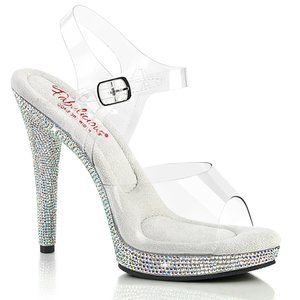Fabulicious Glory 508DM Pleaser Comfort Width Ankle Strap Sandal with Rhinestone